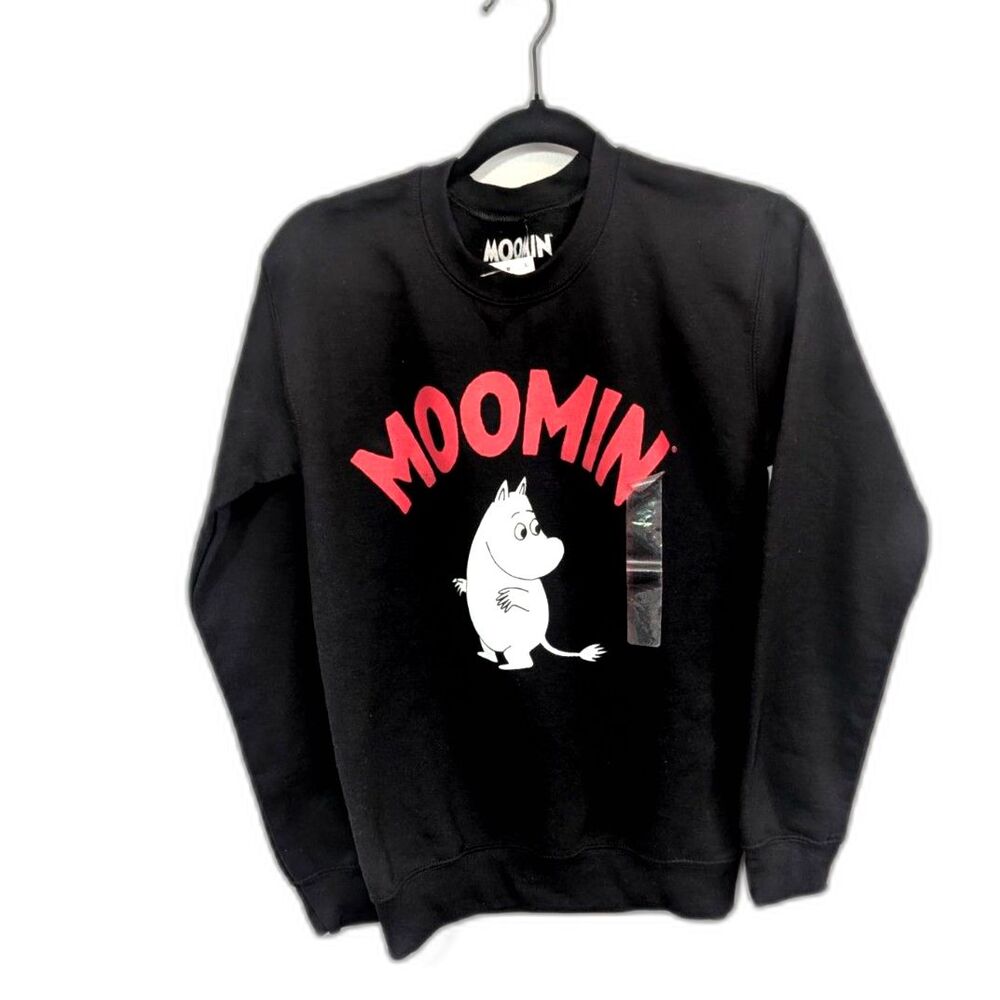 Moomin Women's Fleece Graphic Pullover Sweatshirt Black Size XXS NWT